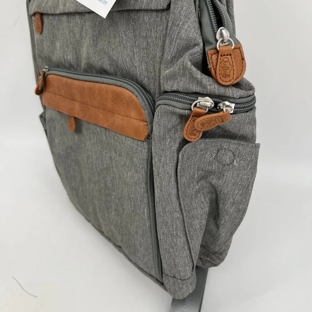Gray 2-in-1 Diaper Bag Backpack | Adjustable Straps & Zip Closure